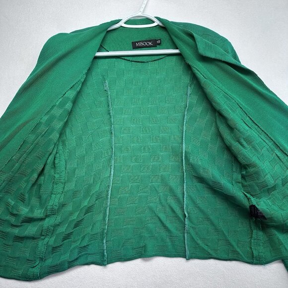 Misook Womens Knit Open Front Blazer Size M Kelly Green Career Business Classic - Picture 6 of 13